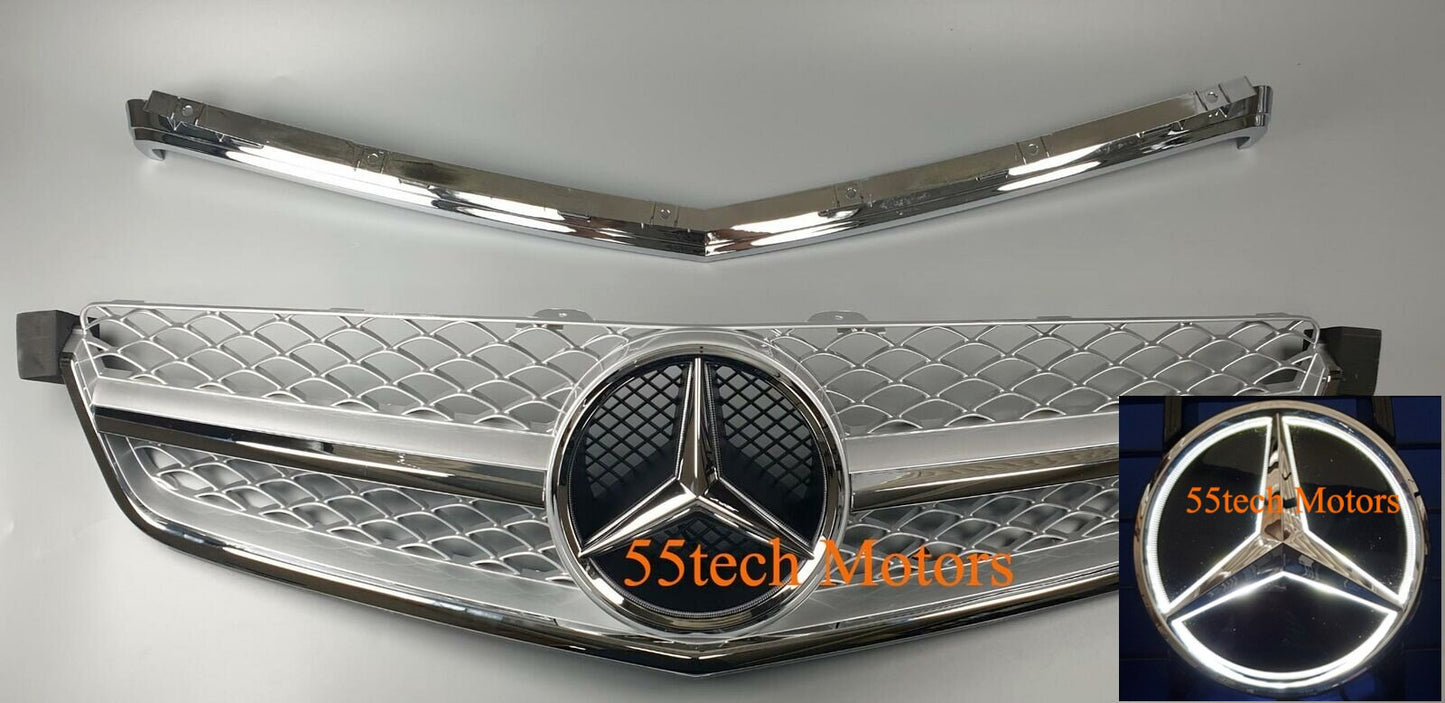 W204 C63 AMG Grille ILLUMINATED LED STAR 2008~2011 (C63 AMG ONLY) - 55tech Motors