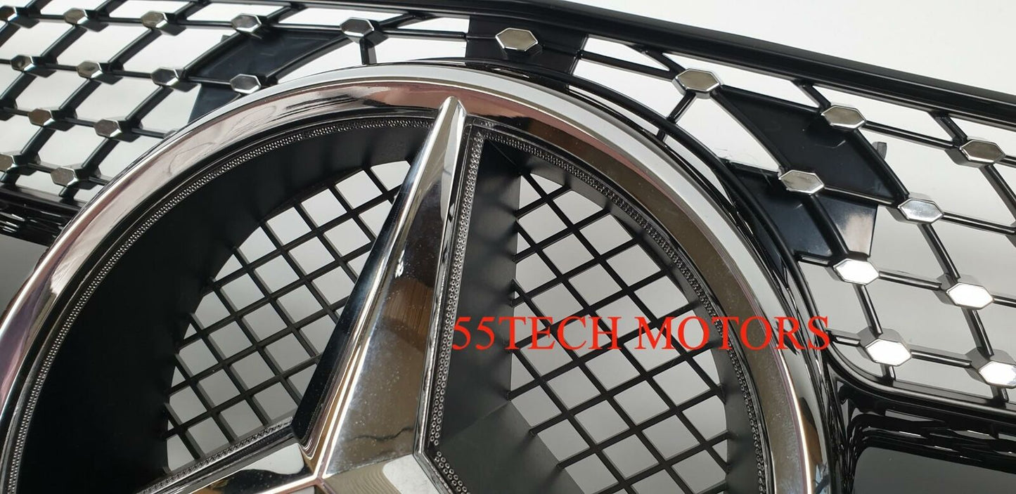 W212 Mercedes E Class E350 E550 Diamond Grill grille Illuminated LED Star emblem - 55tech Motors