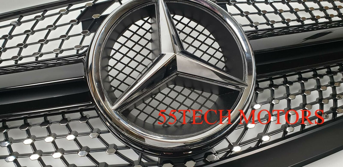 W212 Mercedes E Class E350 E550 Diamond Grill grille Illuminated LED Star emblem - 55tech Motors