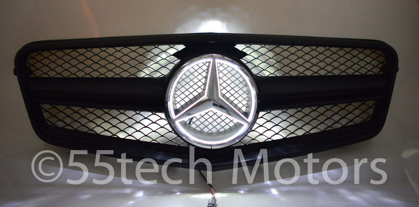 Mercedes Benz W212 E-Class 1 Fin Style Grille with Illuminated LED light Star - 55tech Motors