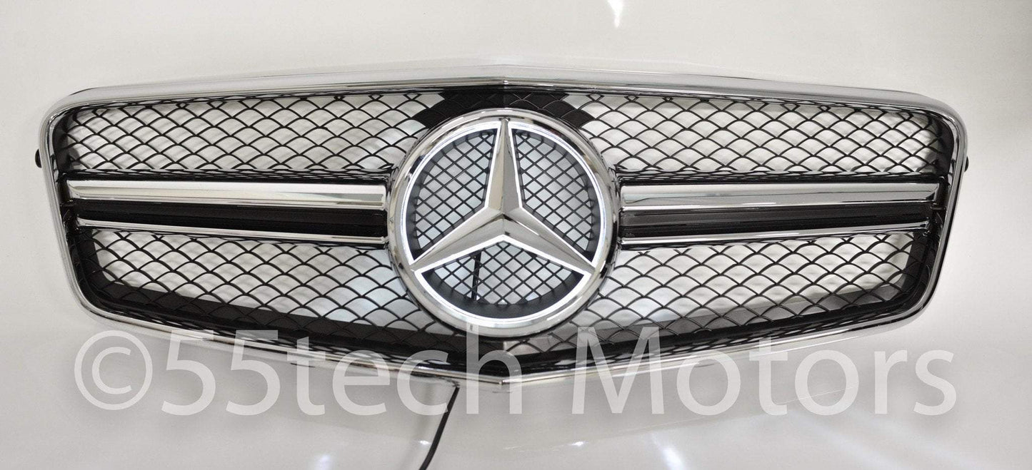 Mercedes Benz W212 E-Class 1 Fin Style Grille with Illuminated LED light Star - 55tech Motors