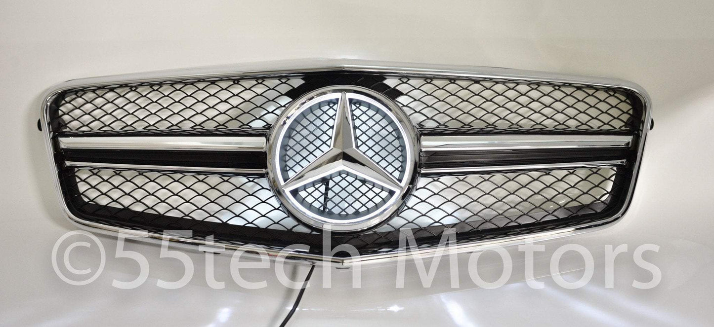 Mercedes Benz W212 E-Class 1 Fin Style Grille with Illuminated LED light Star - 55tech Motors