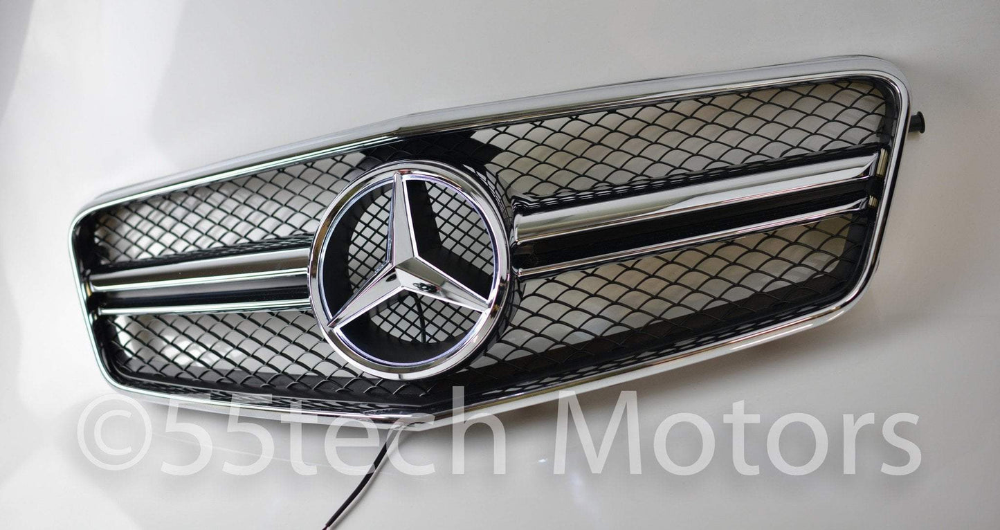 Mercedes Benz W212 E-Class 1 Fin Style Grille with Illuminated LED light Star - 55tech Motors