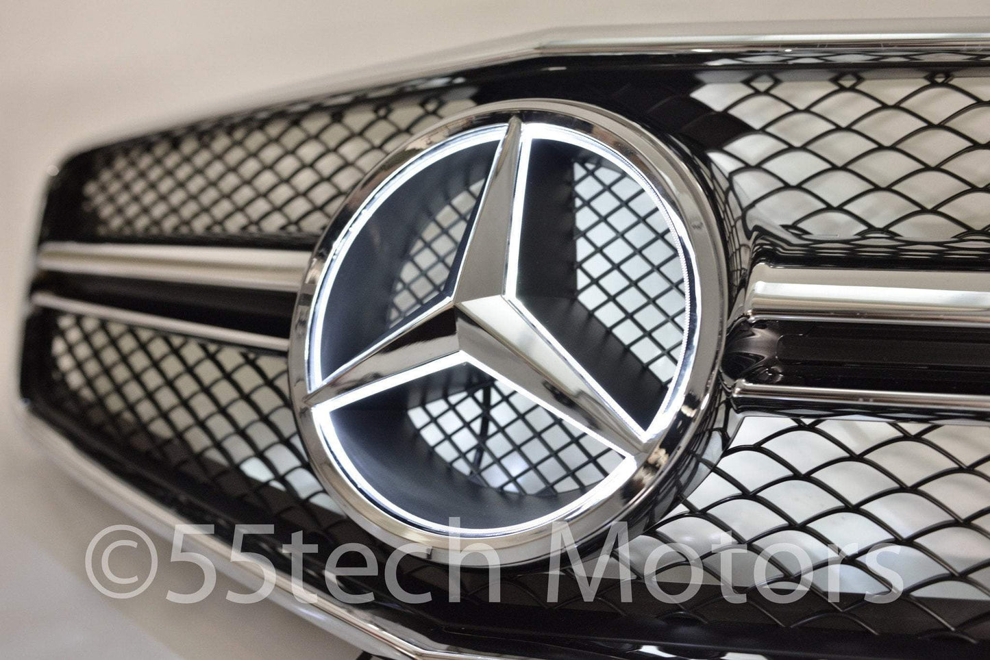 Mercedes Benz W212 E-Class 1 Fin Style Grille with Illuminated LED light Star - 55tech Motors