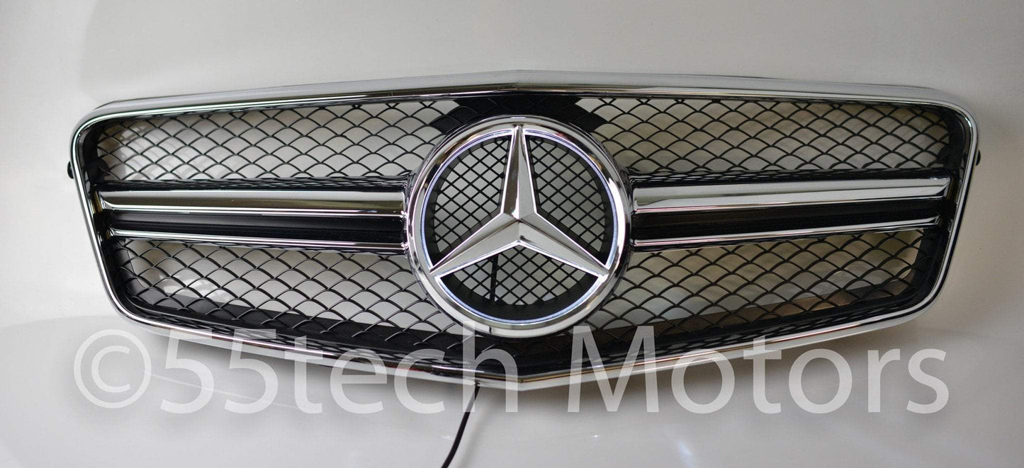 Mercedes Benz W212 E-Class 1 Fin Style Grille with Illuminated LED light Star - 55tech Motors