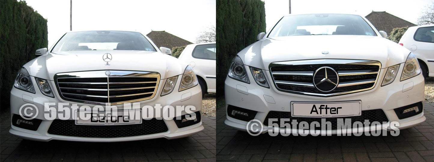 Mercedes Benz W212 E-Class Grille 2 Fin with LED Illuminated Star - 55tech Motors