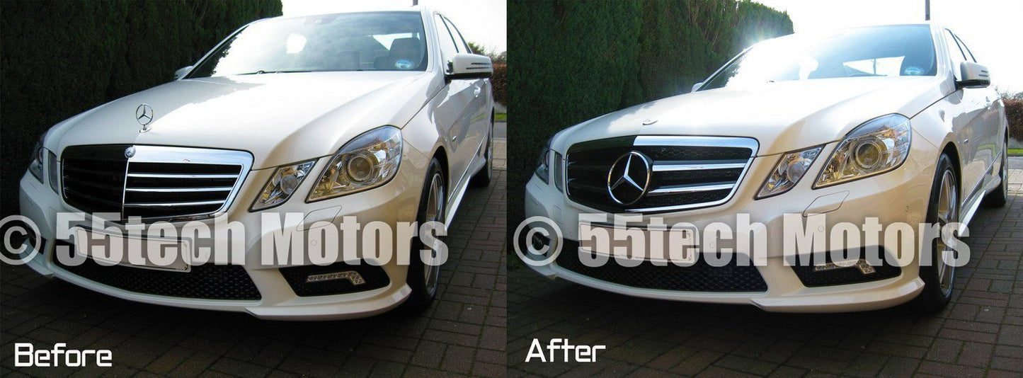 Mercedes Benz W212 E-Class Grille 2 Fin with LED Illuminated Star - 55tech Motors