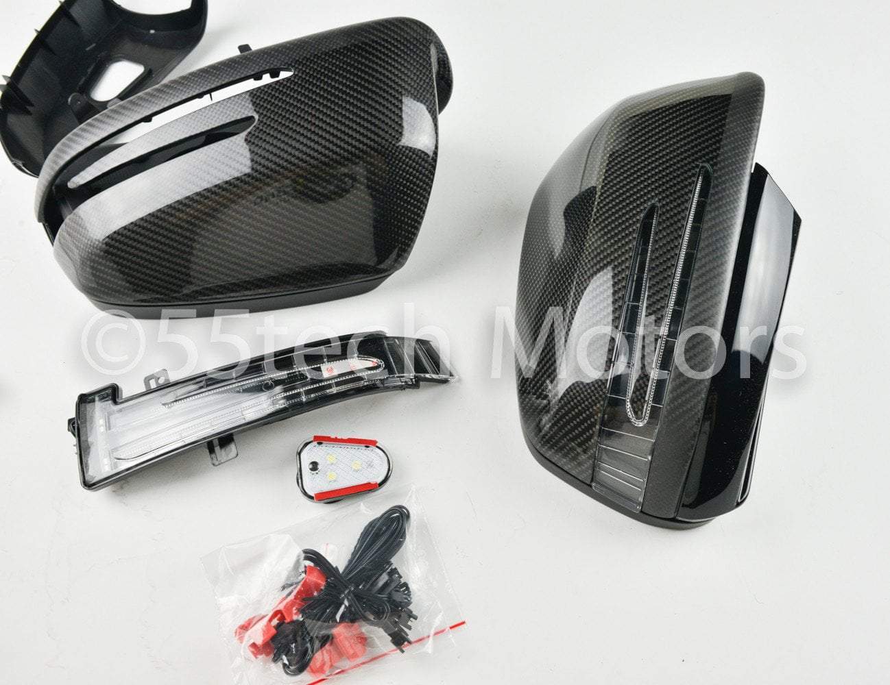 Mercedes W204 2008~2009 Carbon Fiber CF Mirror Covers /Black / Silver / White / Chrome - 55tech Motors