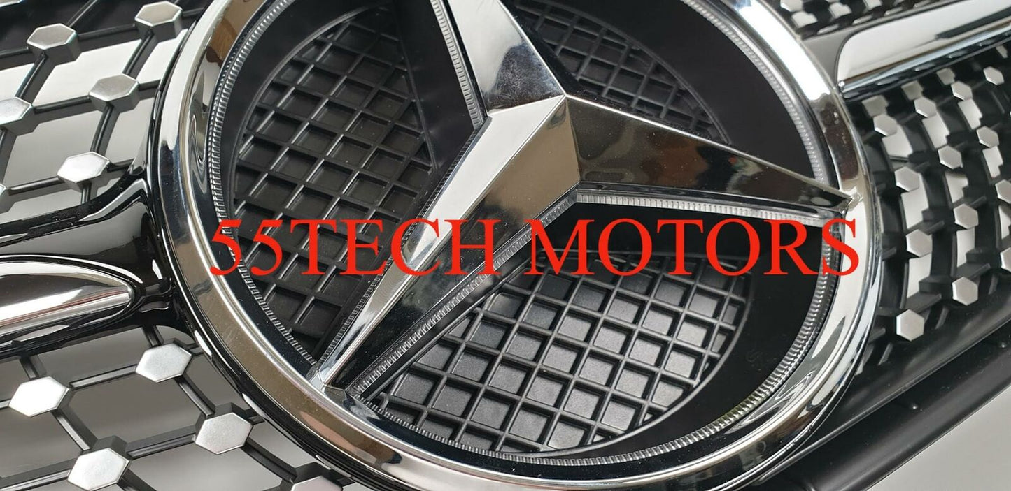 Mercedes R230 Diamond Grill LED Illuminated Star emblem light SL500 Grille SL600 - 55tech Motors