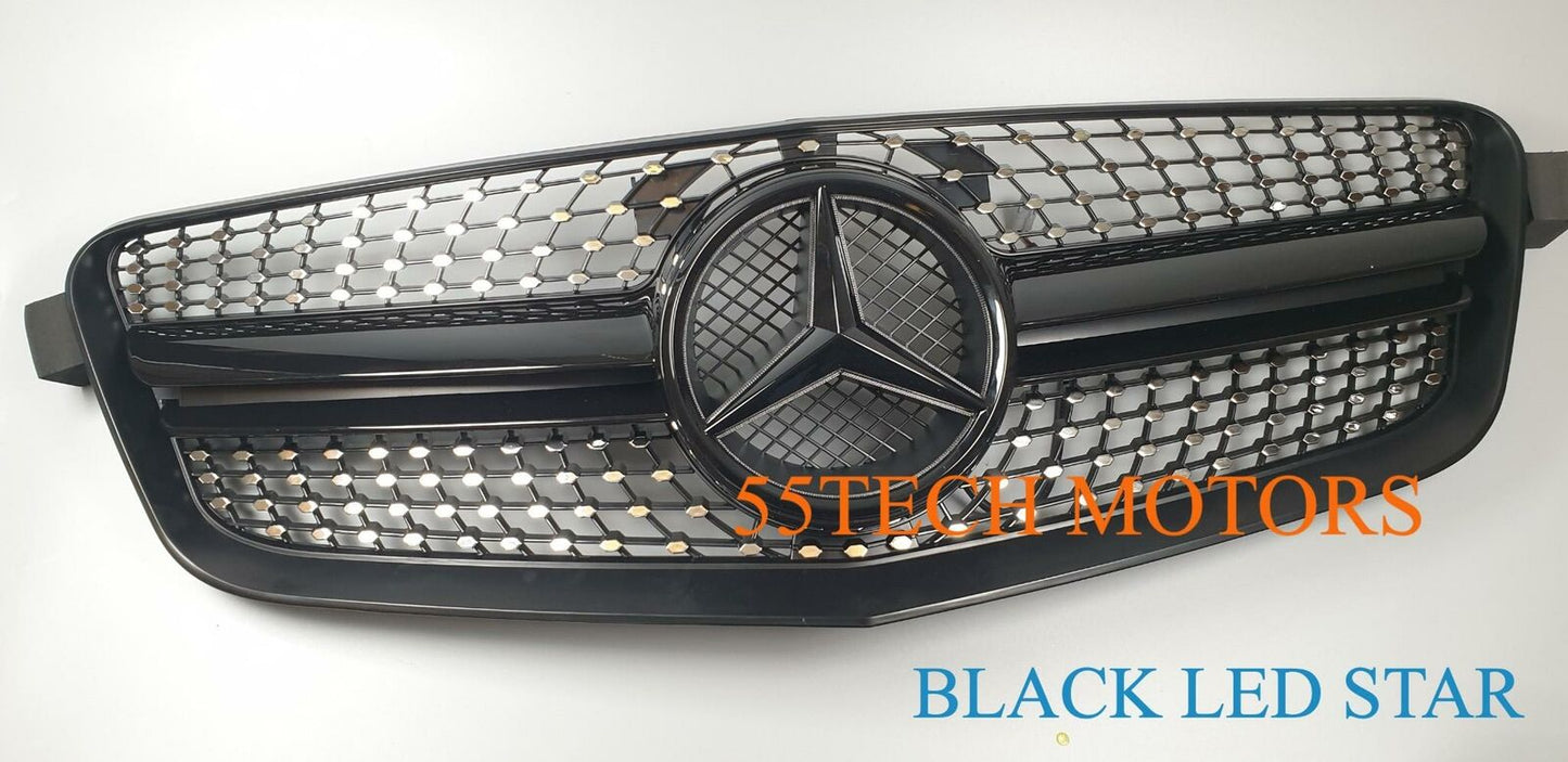 W212 Mercedes E Class E350 E550 Diamond Grill grille Illuminated LED Star emblem - 55tech Motors