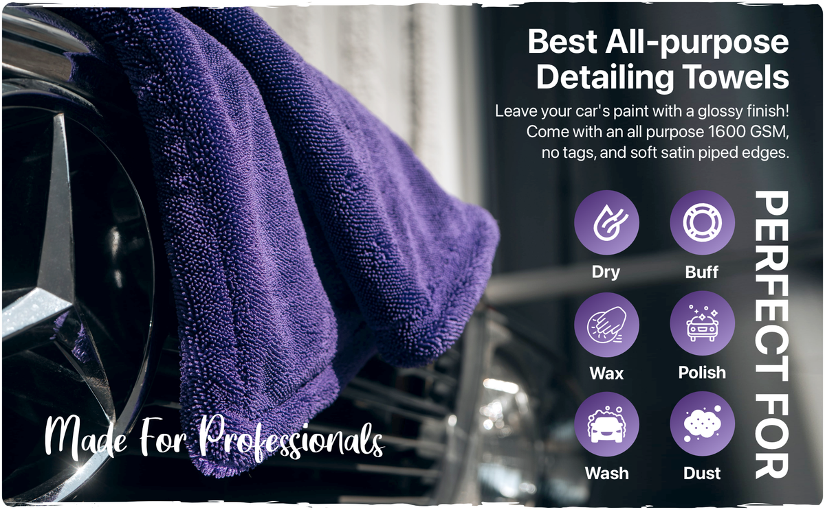 55tech Fast-Drying Microfiber Car Wash Towel, Twist-Loop Pile, Superior Absorbency for Cars, Trucks, SUVs and Boats