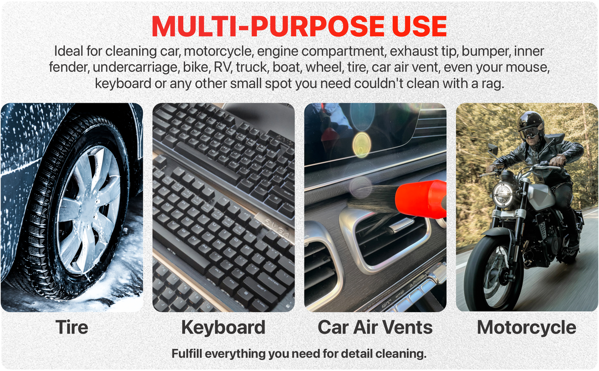 55tech Car Detailing Brush Set, 5-Pack Soft to Firm Brushes for Interior, Exterior, Dashboard, Wheels, Air Vents and Seats