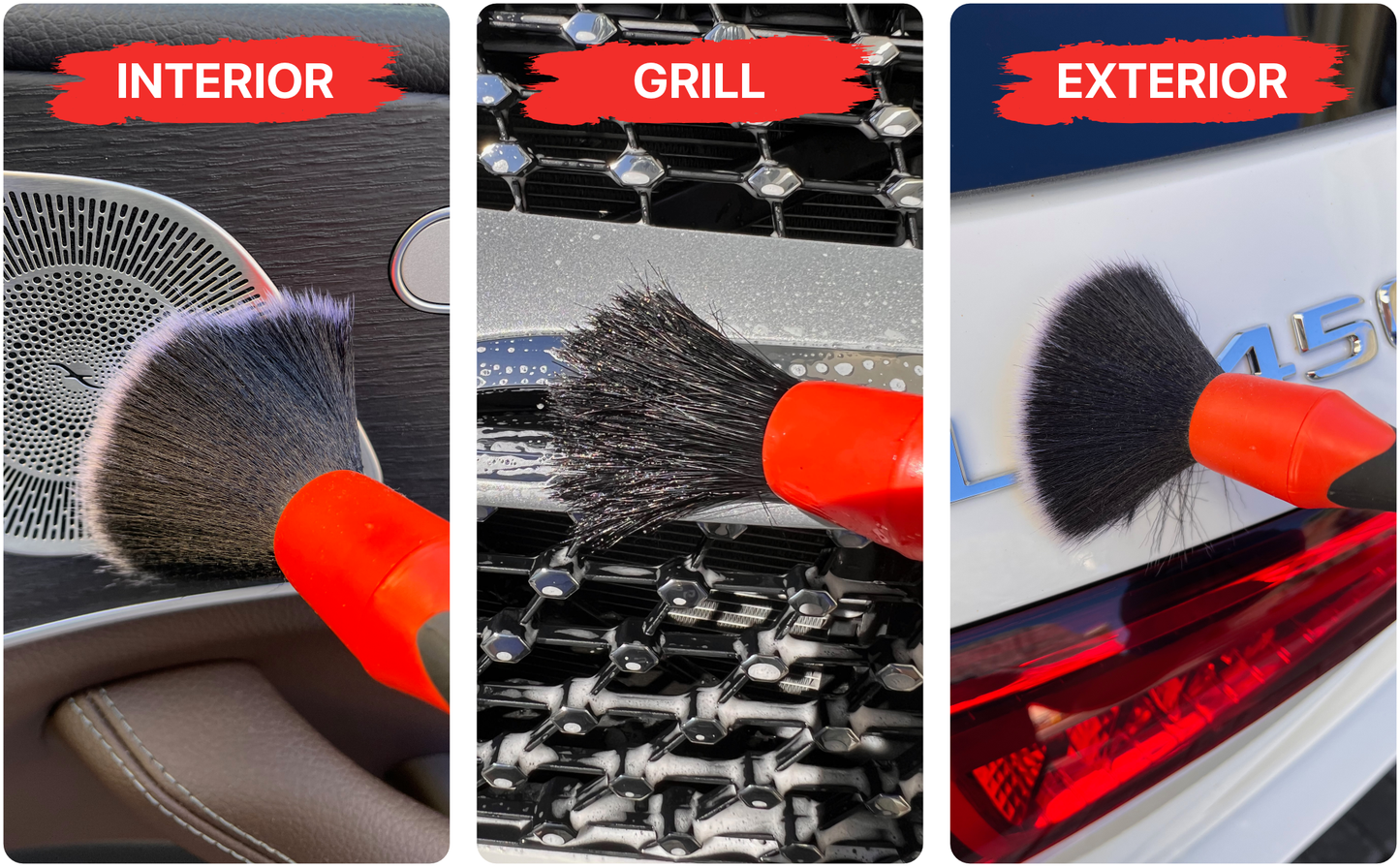 55tech Car Detailing Brush Set - 5 Pack Auto Detail Brush Kit for Automotive – Soft to Firm Brushes for Cleaning and Polishing – Ideal for Interior, Exterior, Dashboard, Wheel Rims, Air Vent, Seat