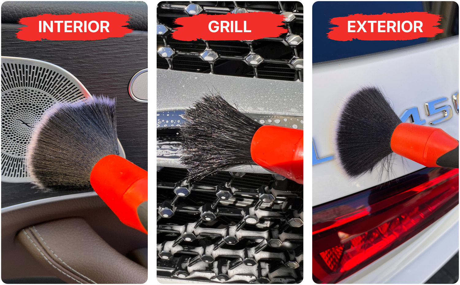 55tech Car Detailing Brush Set - 5 Pack Auto Detail Brush Kit for