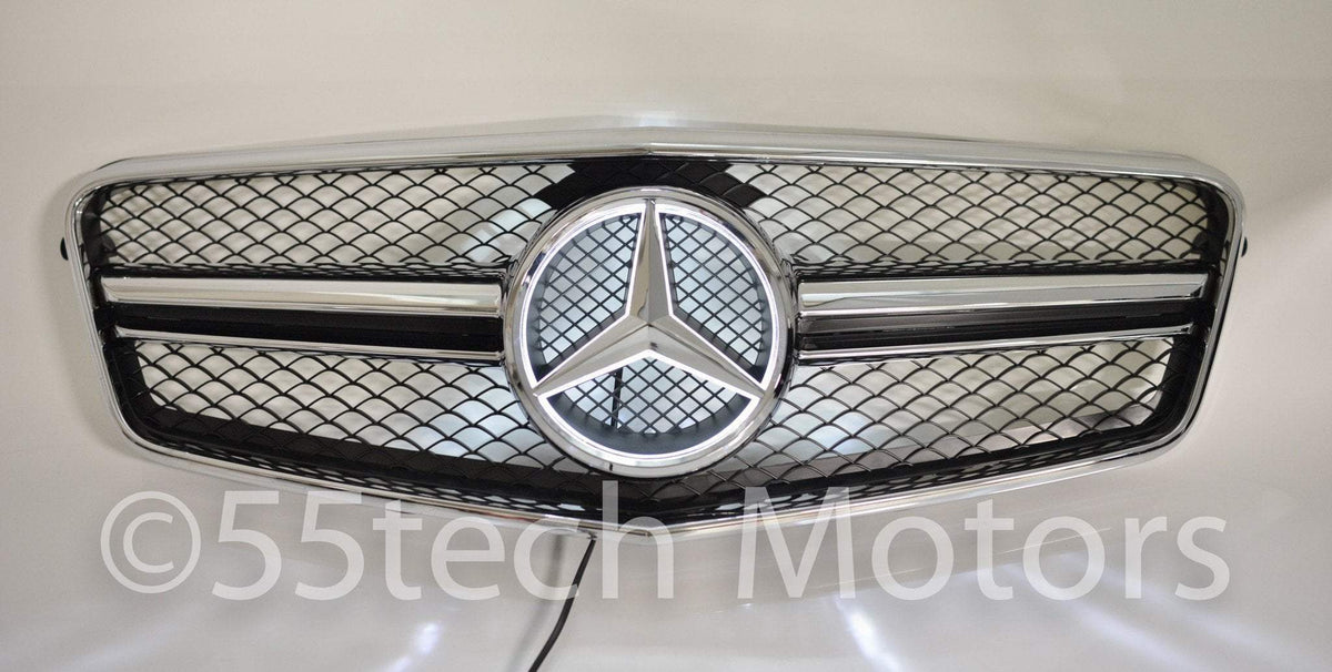 Mercedes Benz W212 E-Class 1 Fin Style Grille with Illuminated LED light Star - 55tech Motors