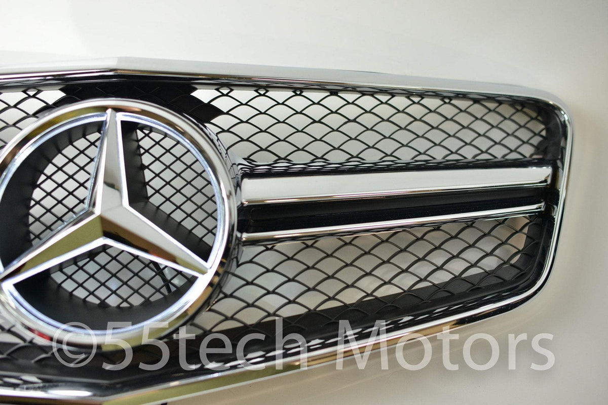 Mercedes Benz W212 E-Class 1 Fin Style Grille with Illuminated LED light Star - 55tech Motors