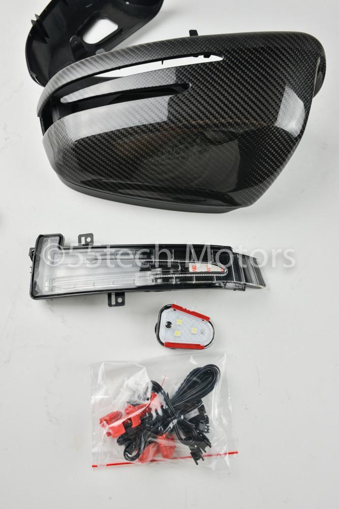 Mercedes W204 2008~2009 Carbon Fiber CF Mirror Covers /Black / Silver / White / Chrome - 55tech Motors