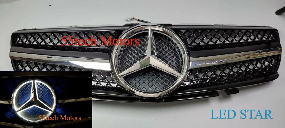 Mercedes R230 SL-Class 2003-2006 1-Fin Grille with Illuminated LED Star Emblem
