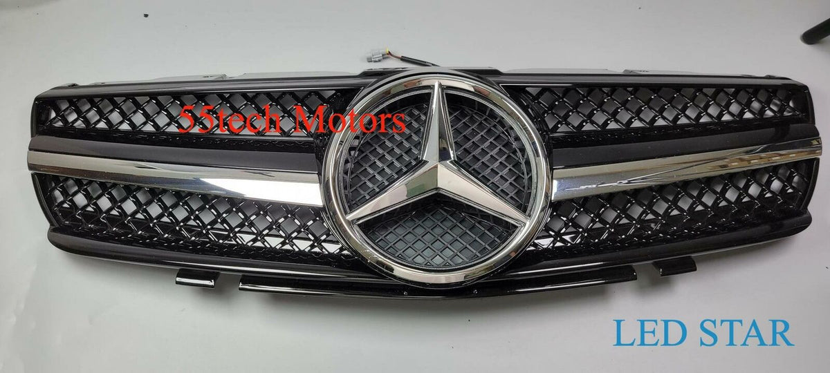 Mercedes R230 SL-Class 2003-2006 1-Fin Grille with Illuminated LED Star Emblem