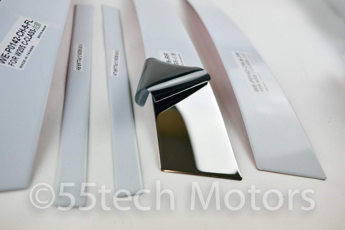W205 2015 C Class Stainless Chrome Door Pillars - 55tech Motors